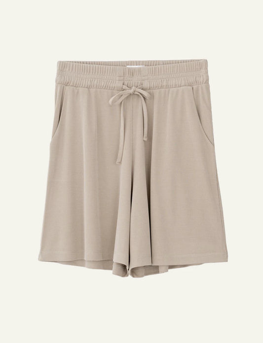 Philosophy rib shorts light beige relaxed fit front flat view