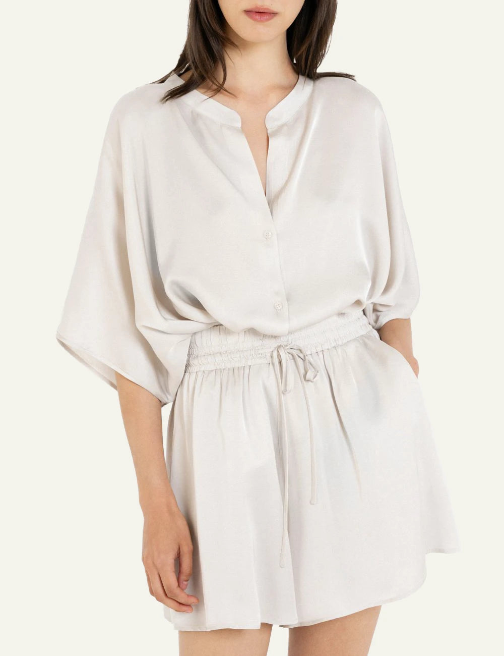 Philosophy satin fine shorts dusty white worn look