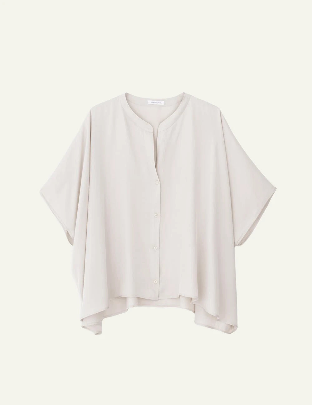 Philosophy Satin Oversized Shirt Dusty White front view