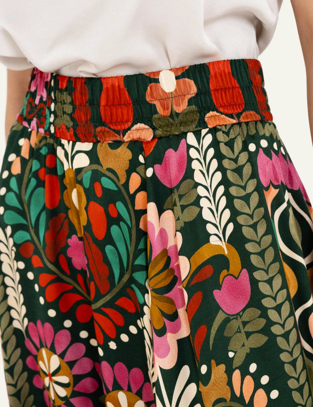 Philosophy satin print skirt multicolor floral midi skirt back detail view