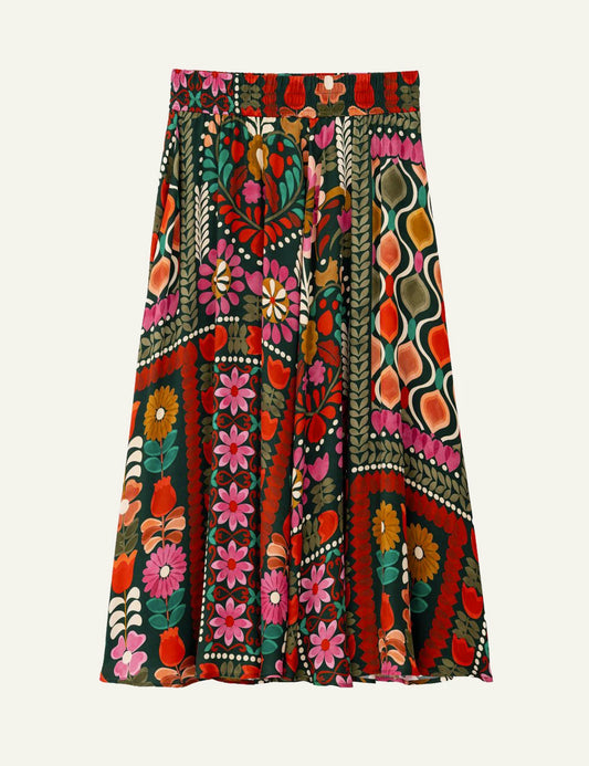 Philosophy satin print skirt multicolor floral midi skirt front flat view