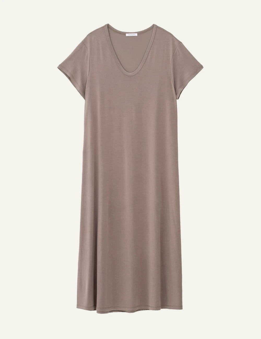 Philosophy short sleeve dress beige V neck midi casual dress front flat view