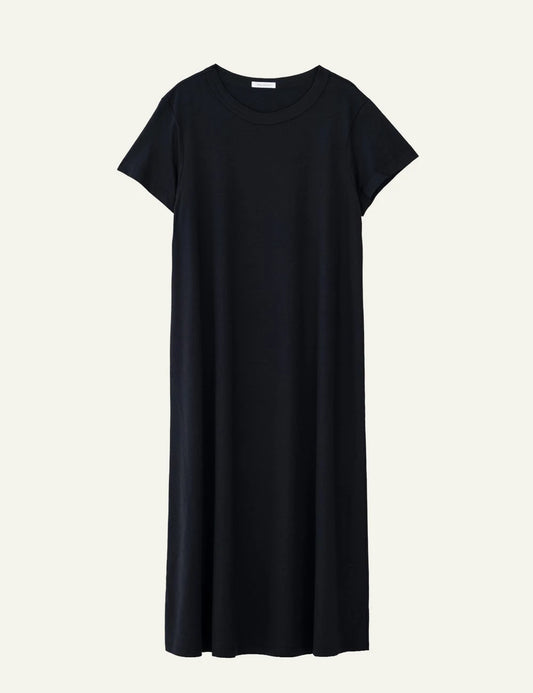 Philosophy short sleeve dress black midi casual dress front flat view