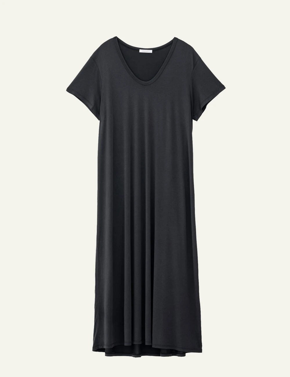 Philosophy short sleeve dress black V neck midi casual dress front flat view