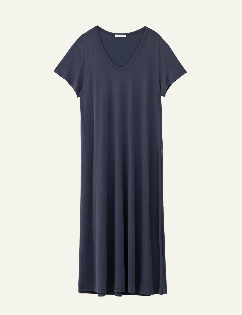 Philosophy short sleeve dress dark blue V neck midi casual dress front flat view