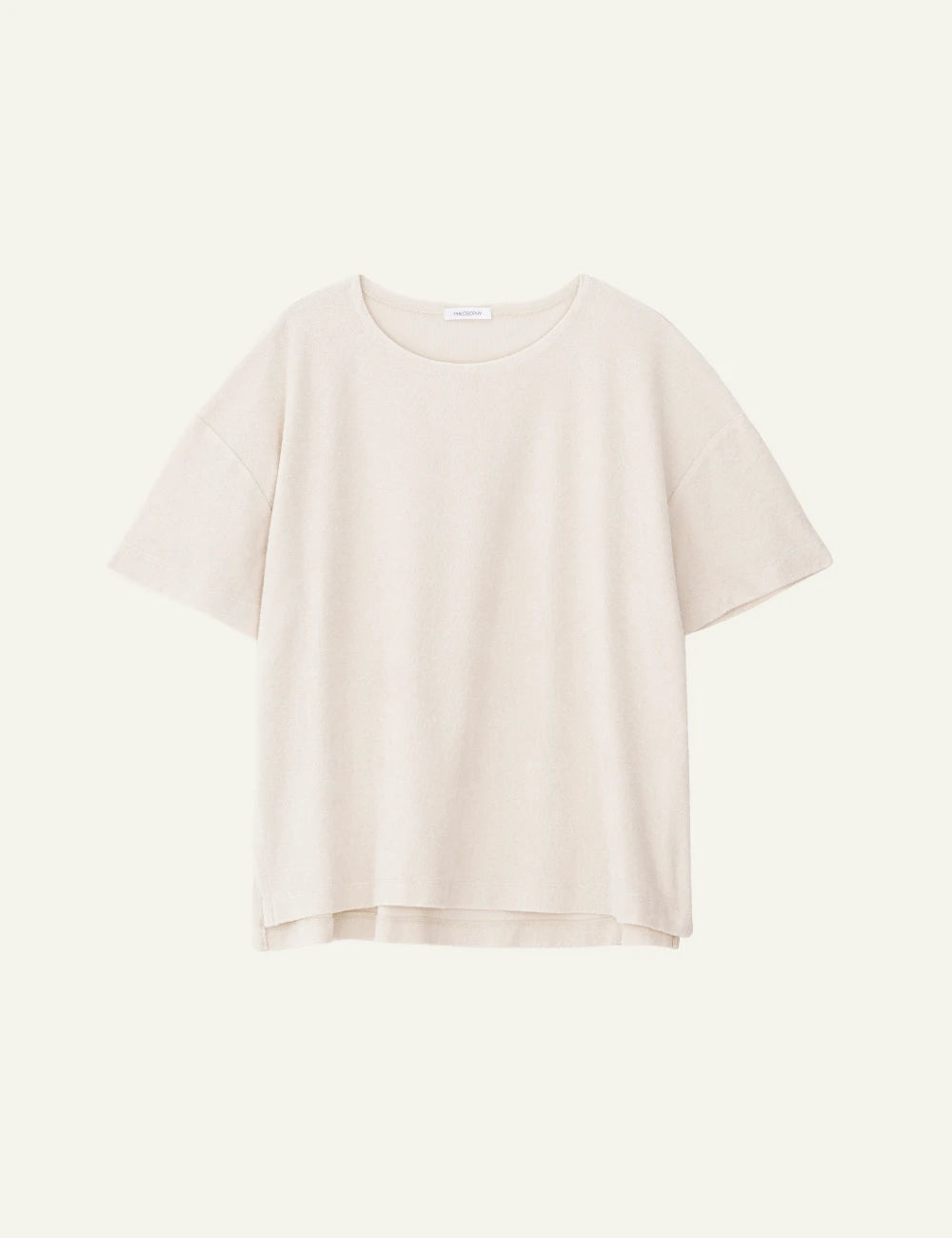 Philosophy short sleeve top cream loose fit round neck front view