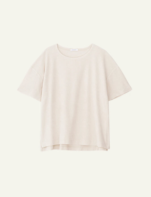 Philosophy short sleeve top cream loose fit round neck front view