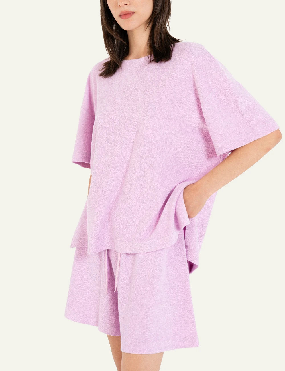 Philosophy short sleeve top pink loose fit round neck side view