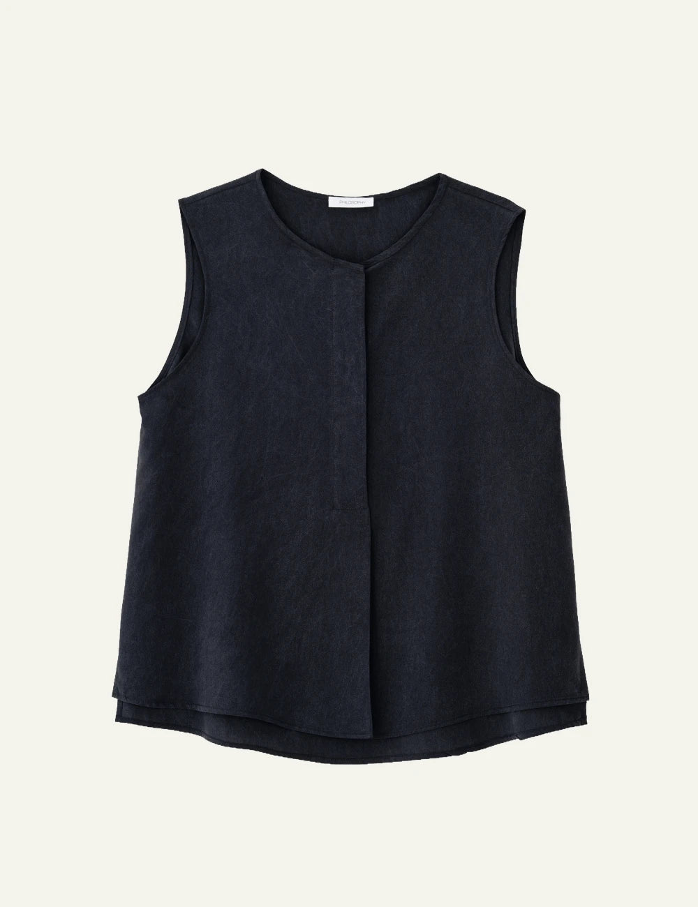 Philosophy sleeveless blouse dark blue loose round neck front view