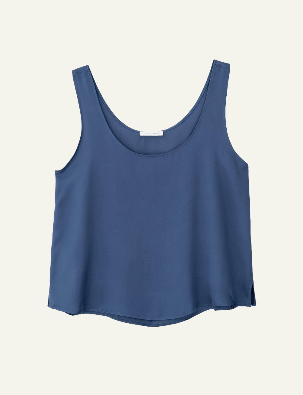 Philosophy sleeveless cropped top blue flat front view