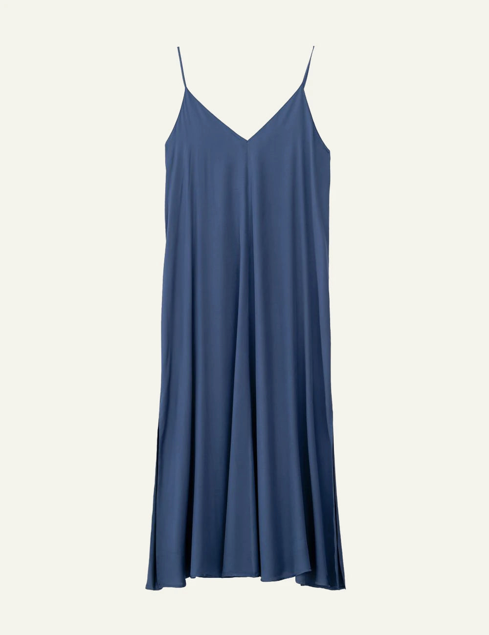 Philosophy slip dress blue spaghetti straps V neck maxi dress front flat view