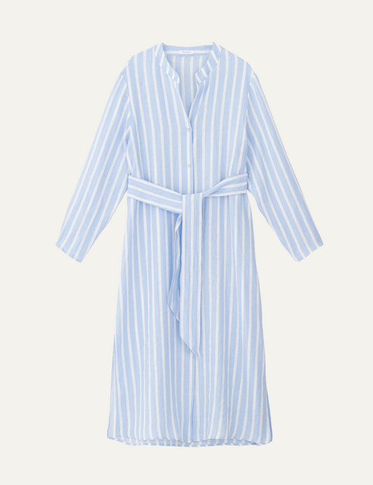 Philosophy stripes shirtdress ciel midi long sleeve belted front view