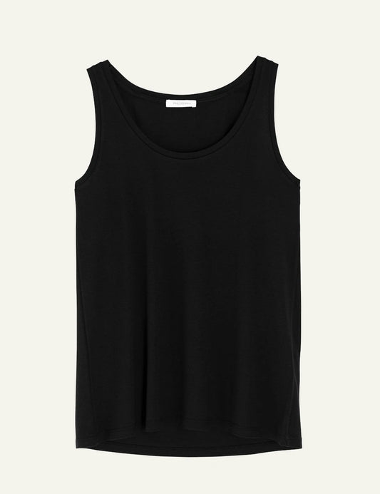 Philosophy tank top black sleeveless relaxed fit top front flat view