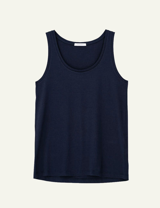 philosophy tank top dark blue sleeveless scoop neck front view