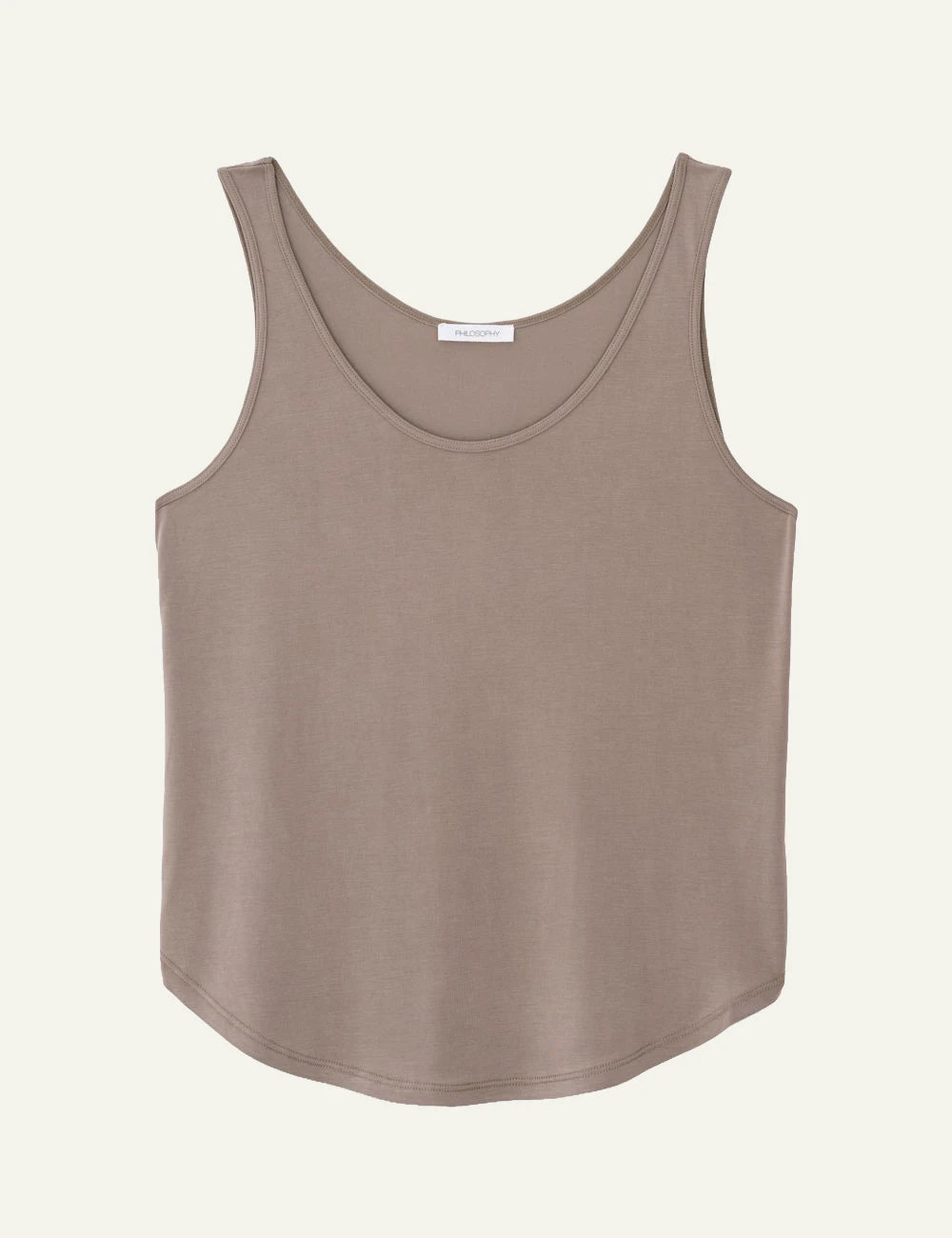 philosophy tank top taupe sleeveless scoop neck front view