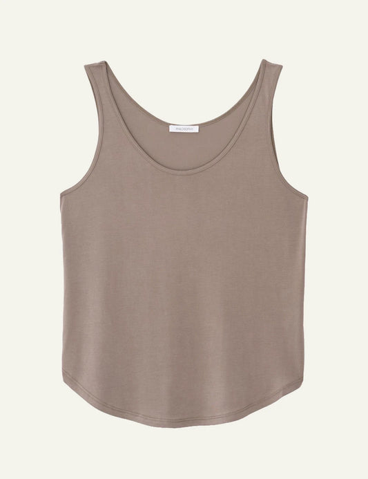 philosophy tank top taupe sleeveless scoop neck front view
