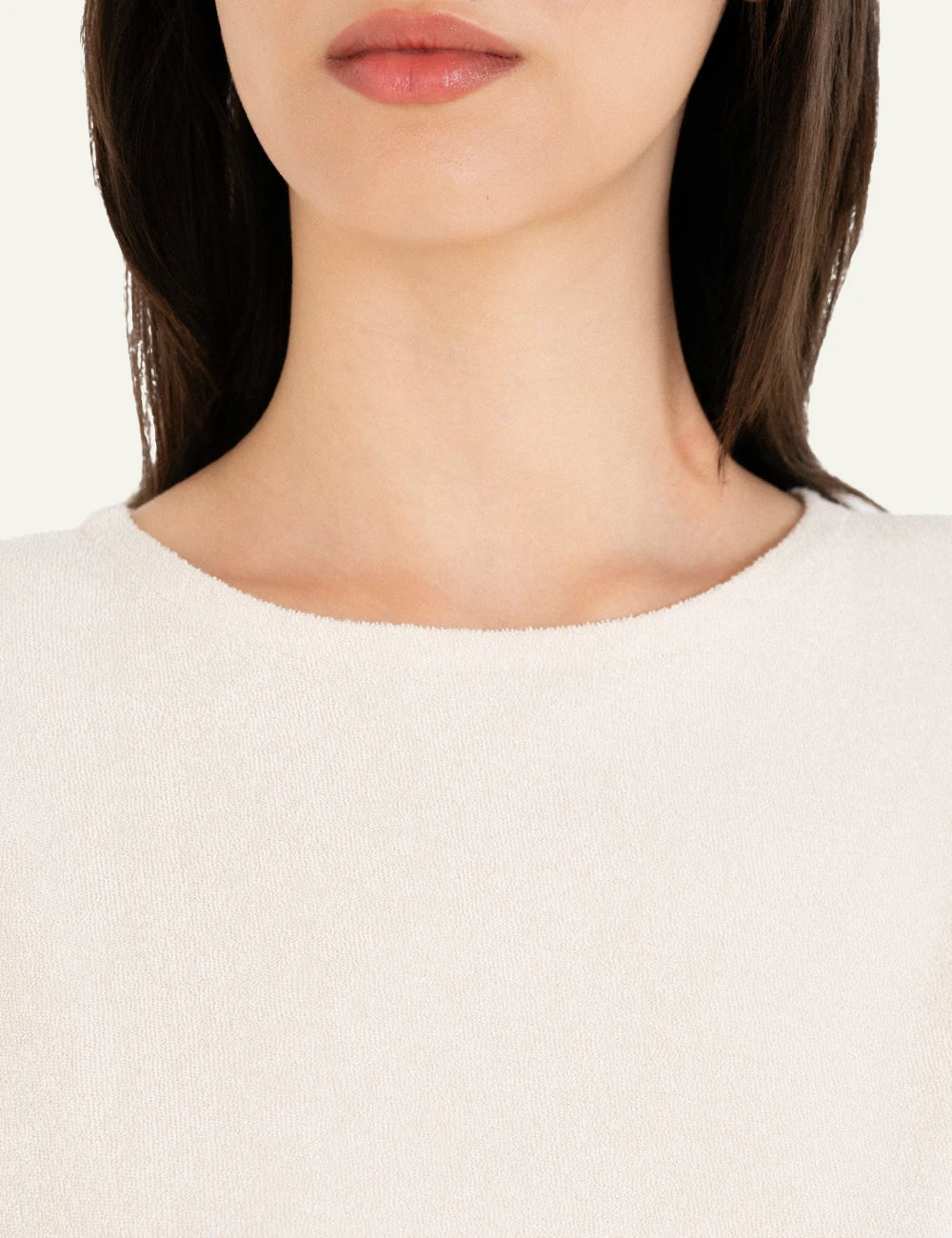 Philosophy terry cropped top cream sleeveless loose front detail view