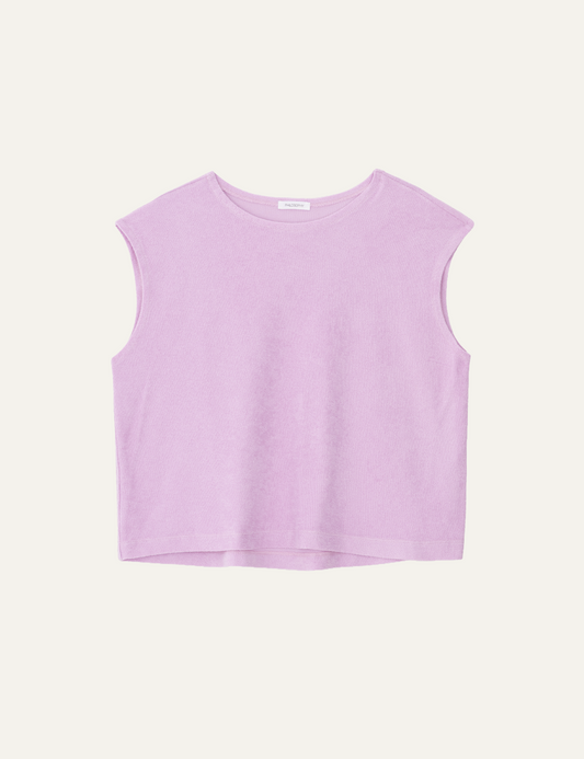Philosophy terry cropped top pink sleeveless loose front view