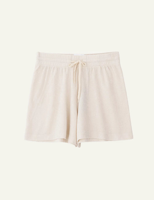 Philosophy terry shorts cream relaxed fit front flat view