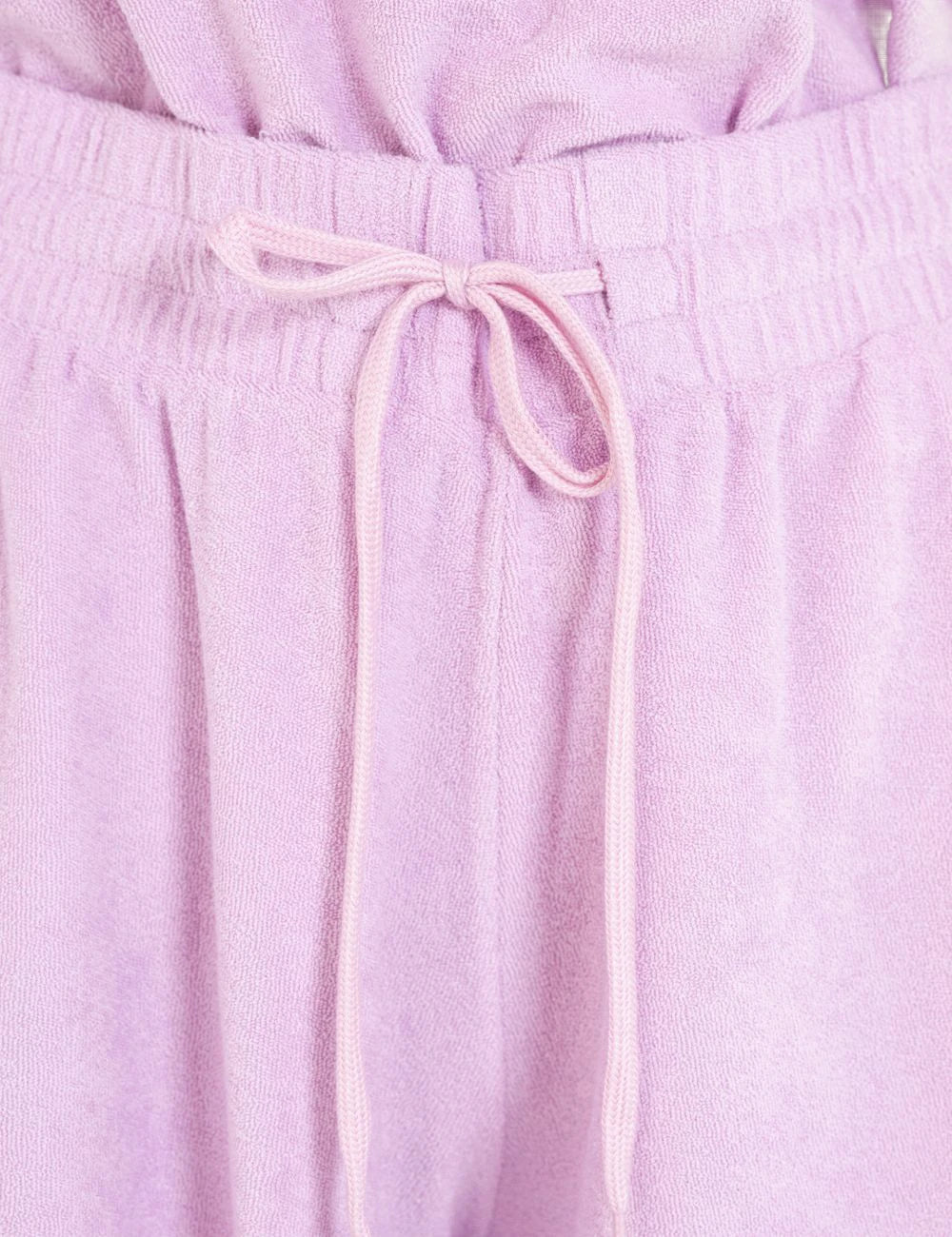 Philosophy terry shorts pink relaxed fit front detail zip view