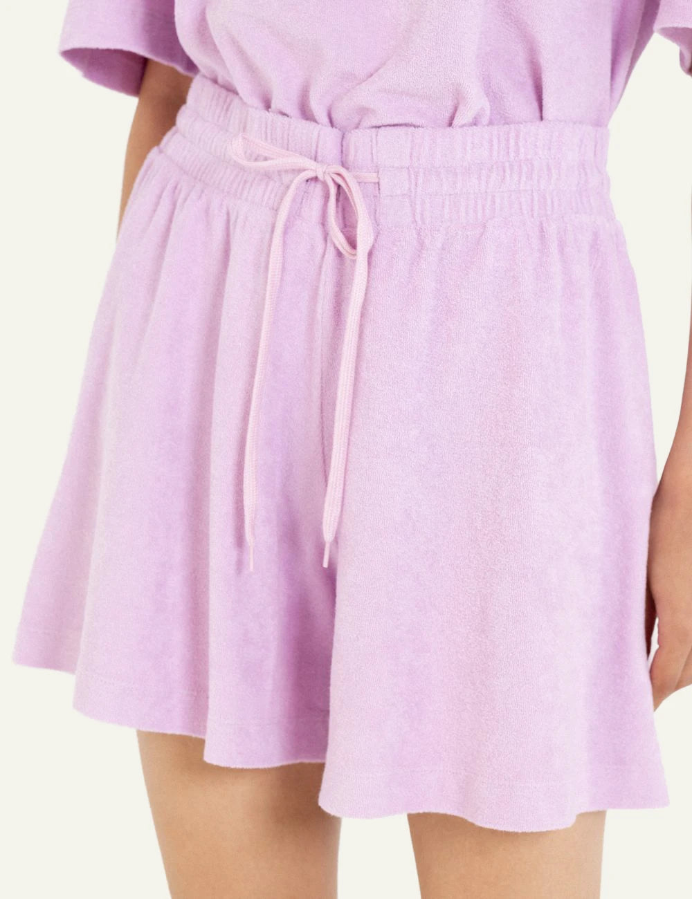 Philosophy terry shorts pink relaxed fit front detail view