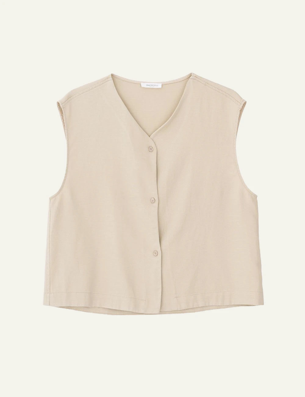 Philosophy twill linen vest light beige front view