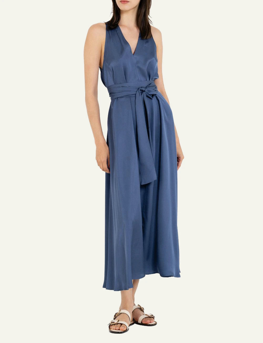 Philosophy V neck dress blue front full view