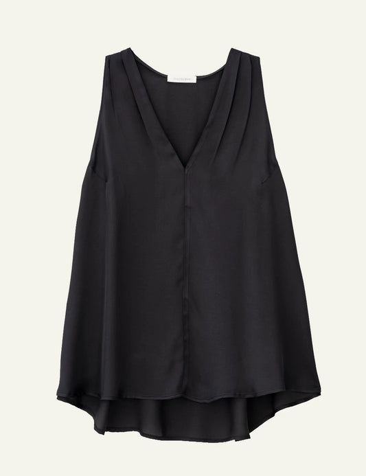 Philosophy v neck top off black front view