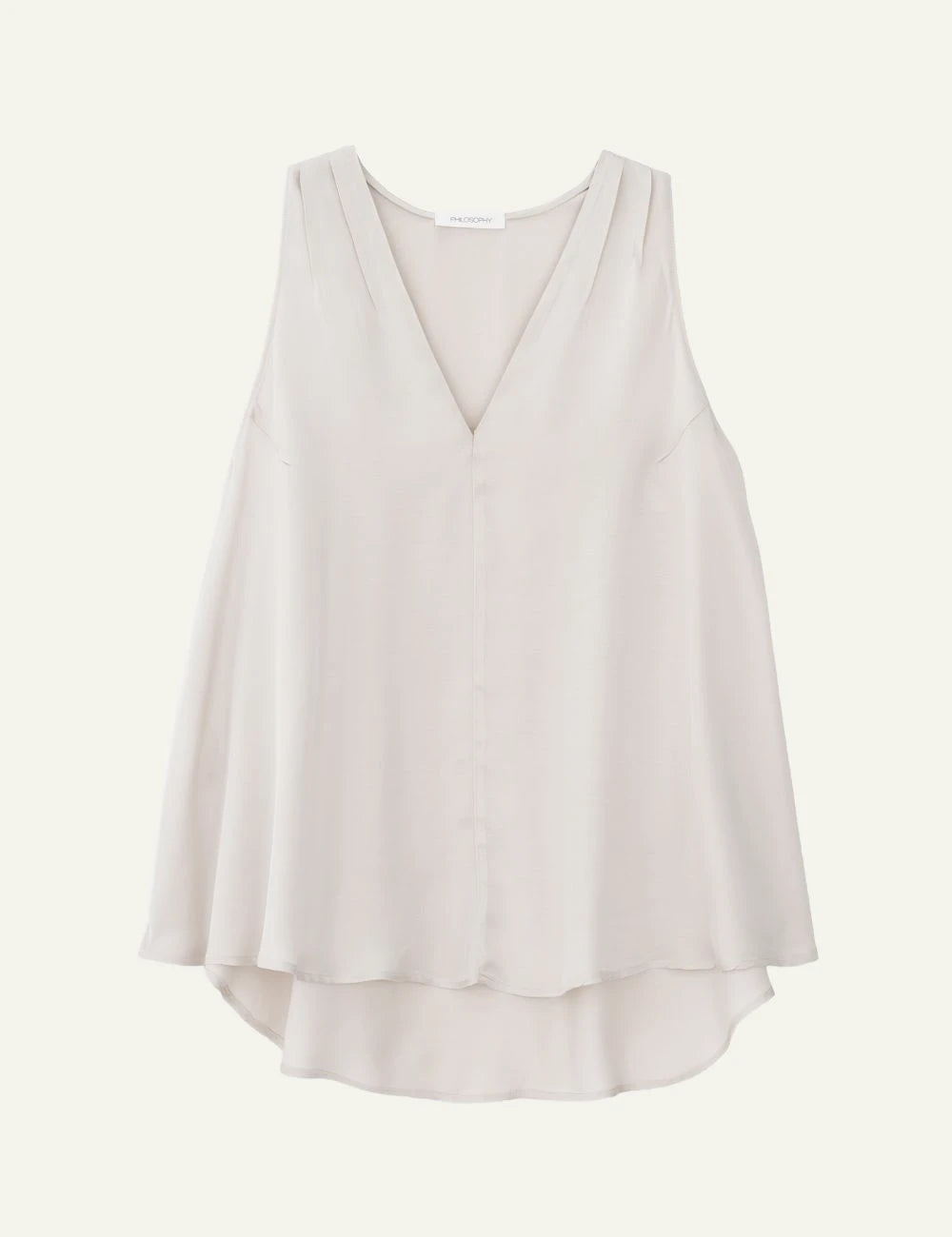 Philosophy v neck top off white front view