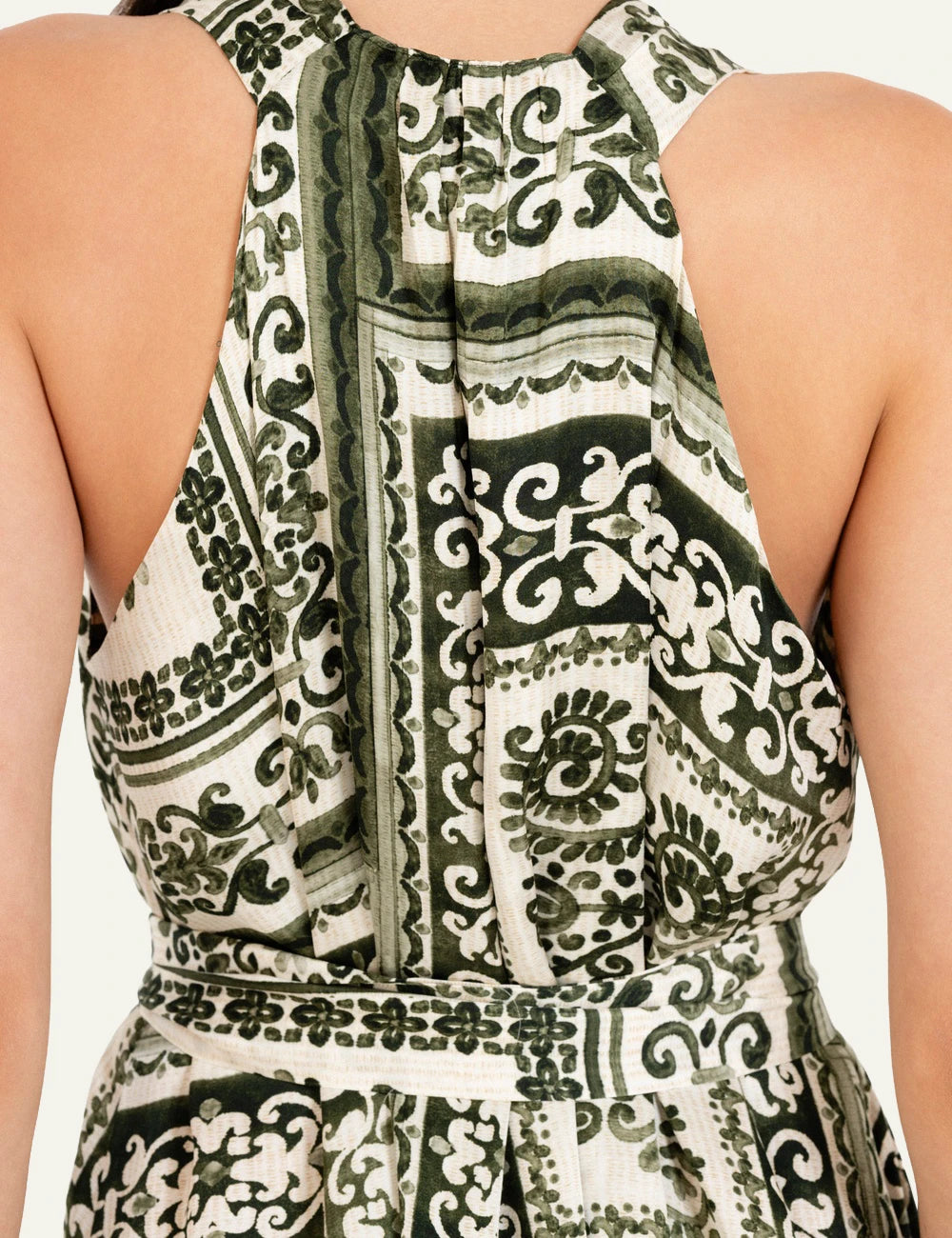Philosophy v neck dress green maxi sleeveless model back