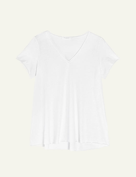 Philosophy v neck short sleeve top white relaxed fit tee front flat view