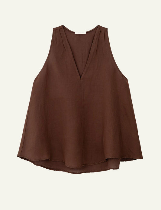 Philosophy V Neck Top Brown front view