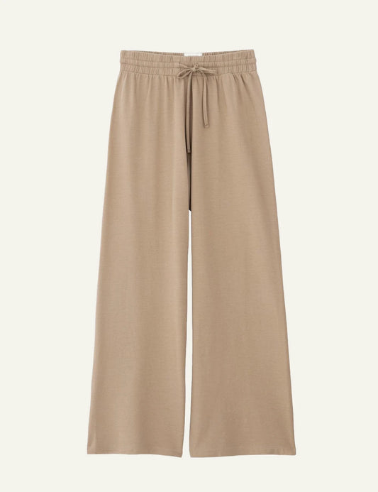 philosophy wide leg pants beige relaxed front flat view