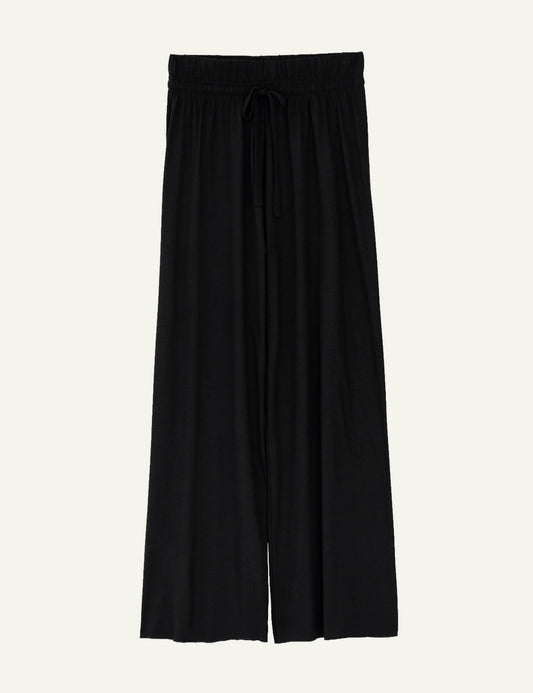 Philosophy wide leg pants black elastic waist drawstring front view