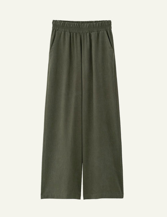 Philosophy wide leg pants dark brown relaxed fit front flat view