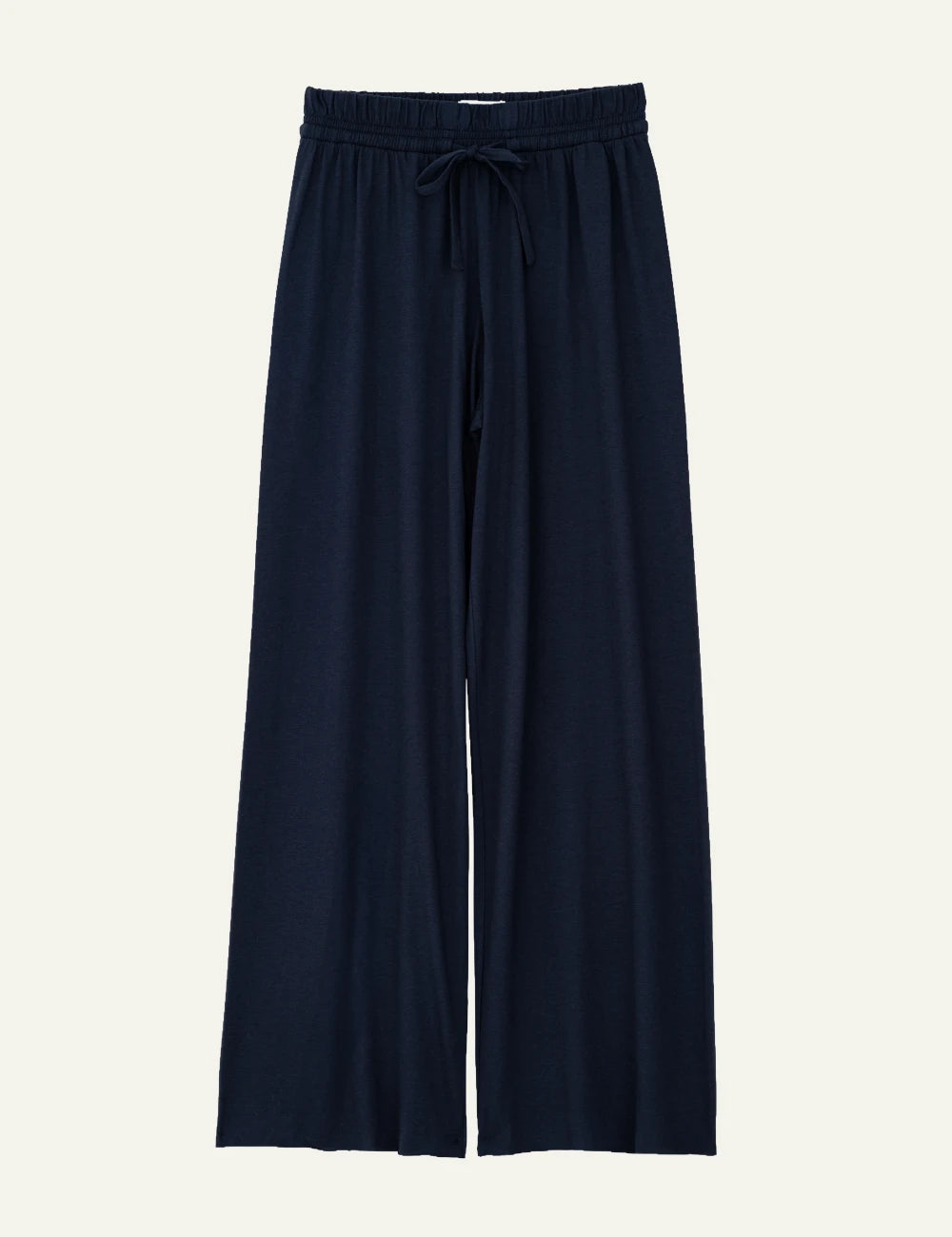 Philosophy wide leg pants dark blue elastic waist drawstring front view