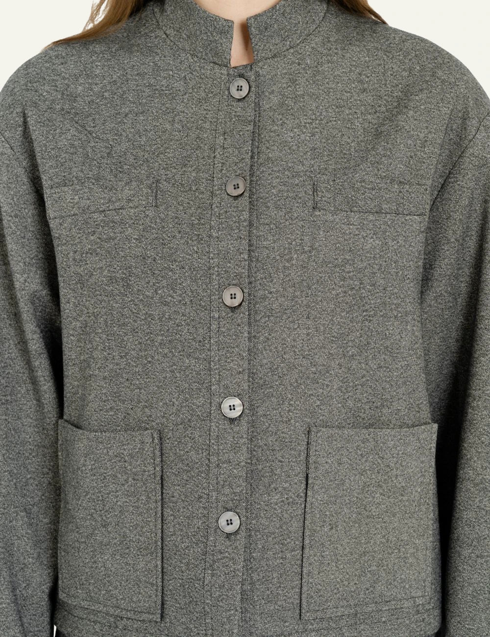 Philosophy women's anthracite heavy T/R jacket detail