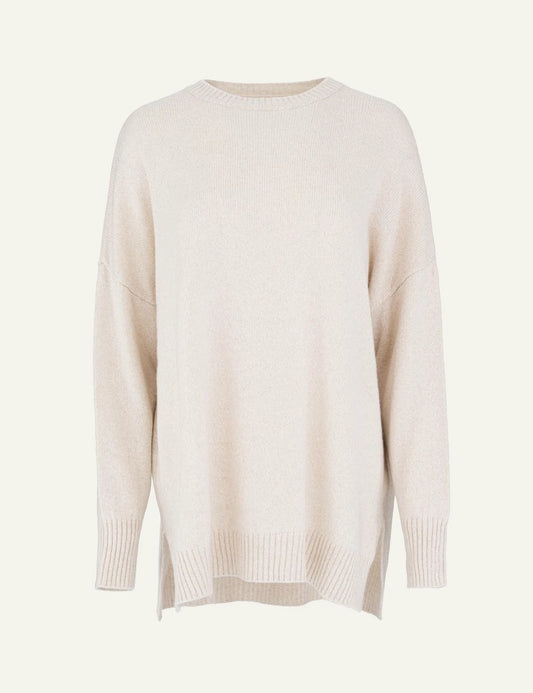 Philosophy women's beige cashmere round-neck long sweater