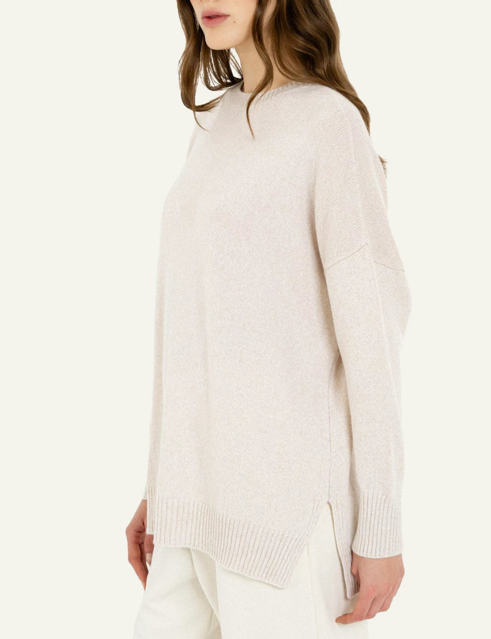 Philosophy women's beige cashmere round-neck long sweater model