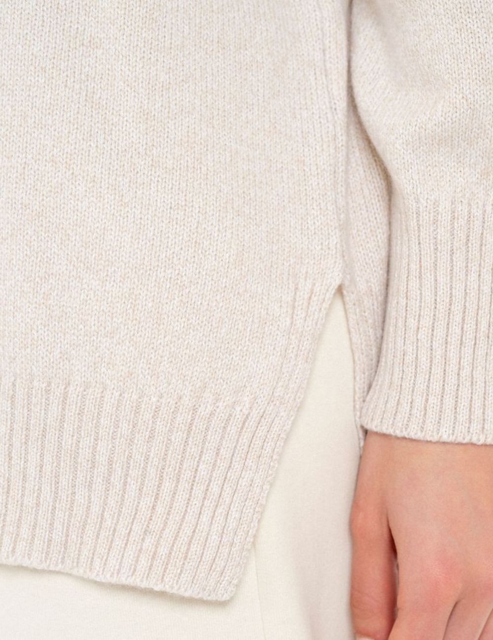 Philosophy women's beige cashmere round-neck long sweater side