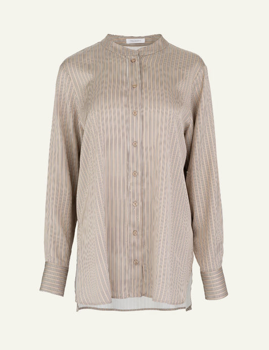 Philosophy women's beige striped satin oversized shirt