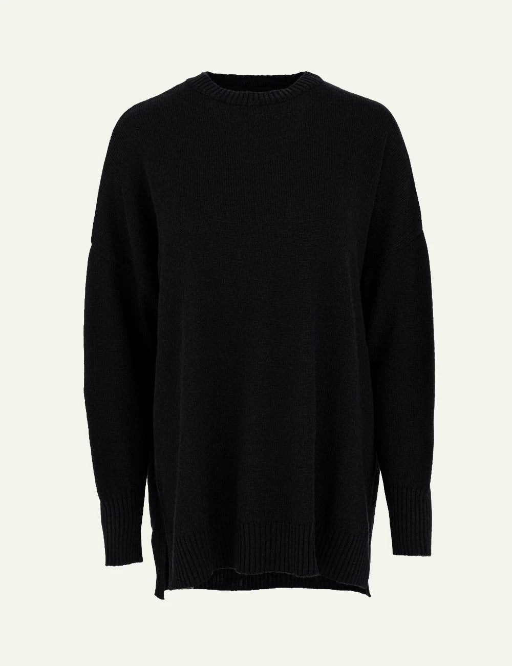 Philosophy women's black cashmere round-neck long sweater
