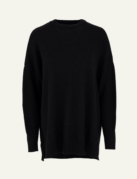 Philosophy women's black cashmere round-neck long sweater