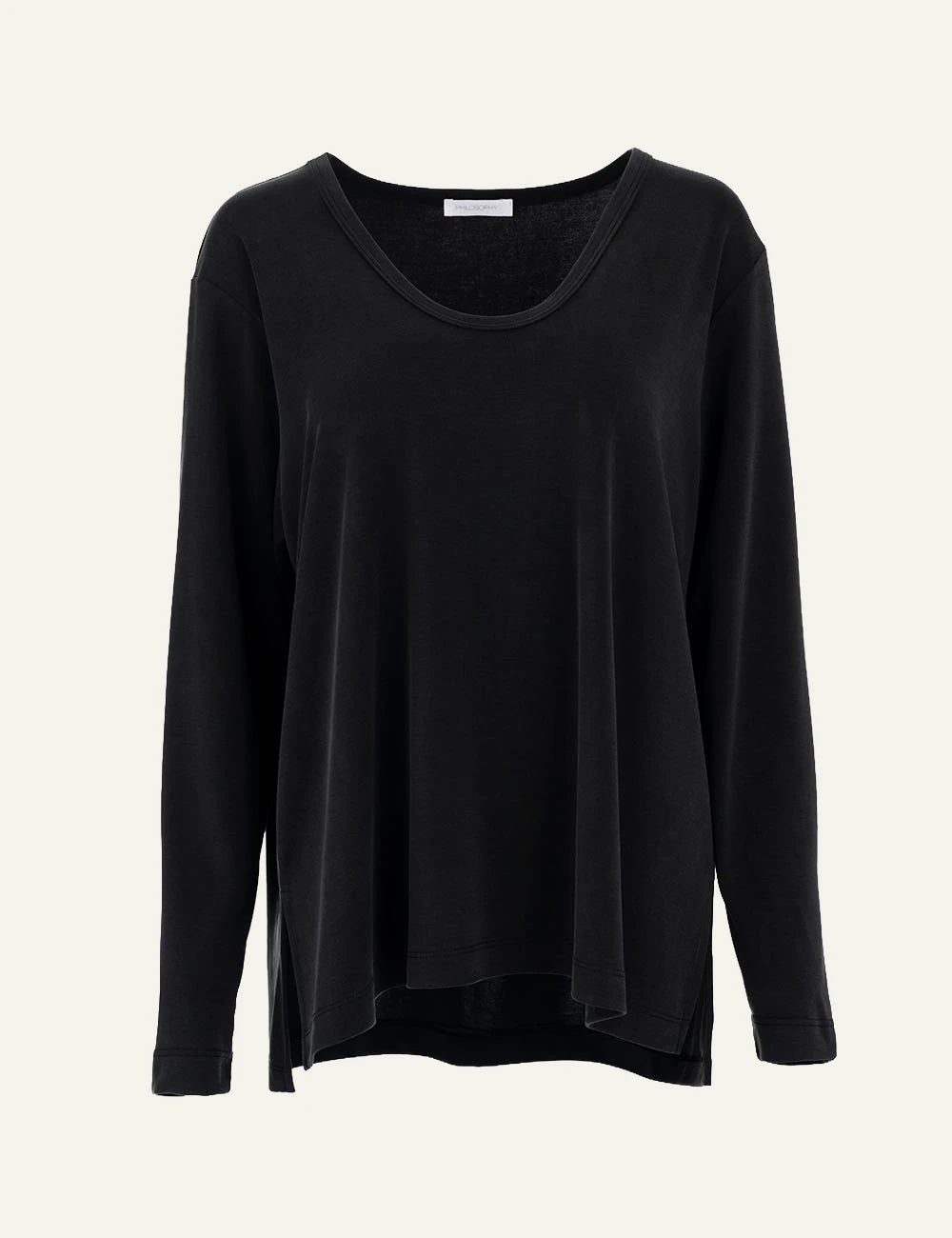 Philosophy women's off black cupro pique V-neck top
