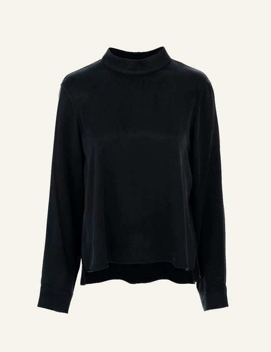 Philosophy women's black cupro viscose mock-neck top