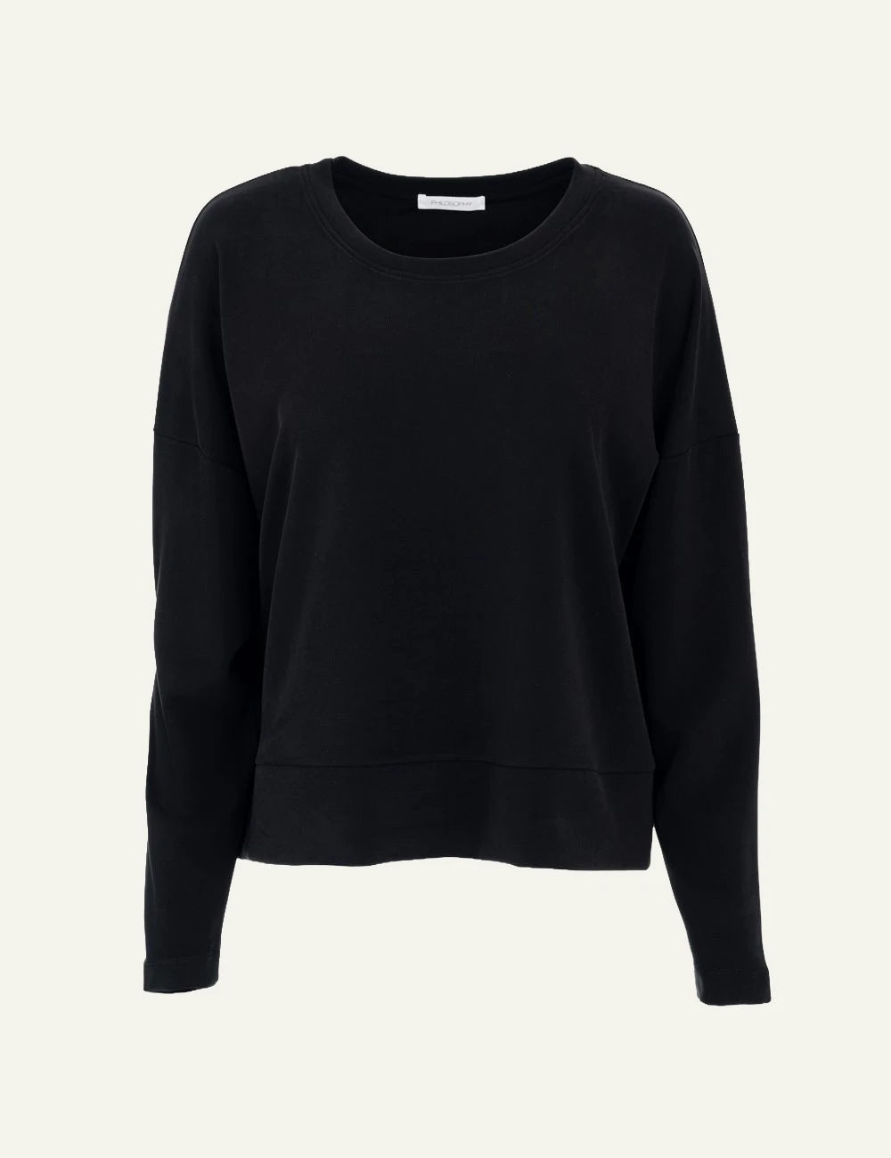 Philosophy women's Black heavy rib sandwashed long-sleeve top