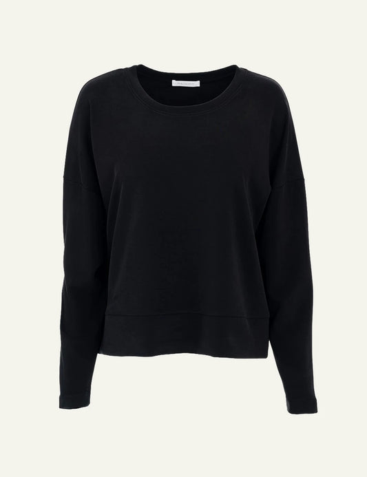Philosophy women's Black heavy rib sandwashed long-sleeve top