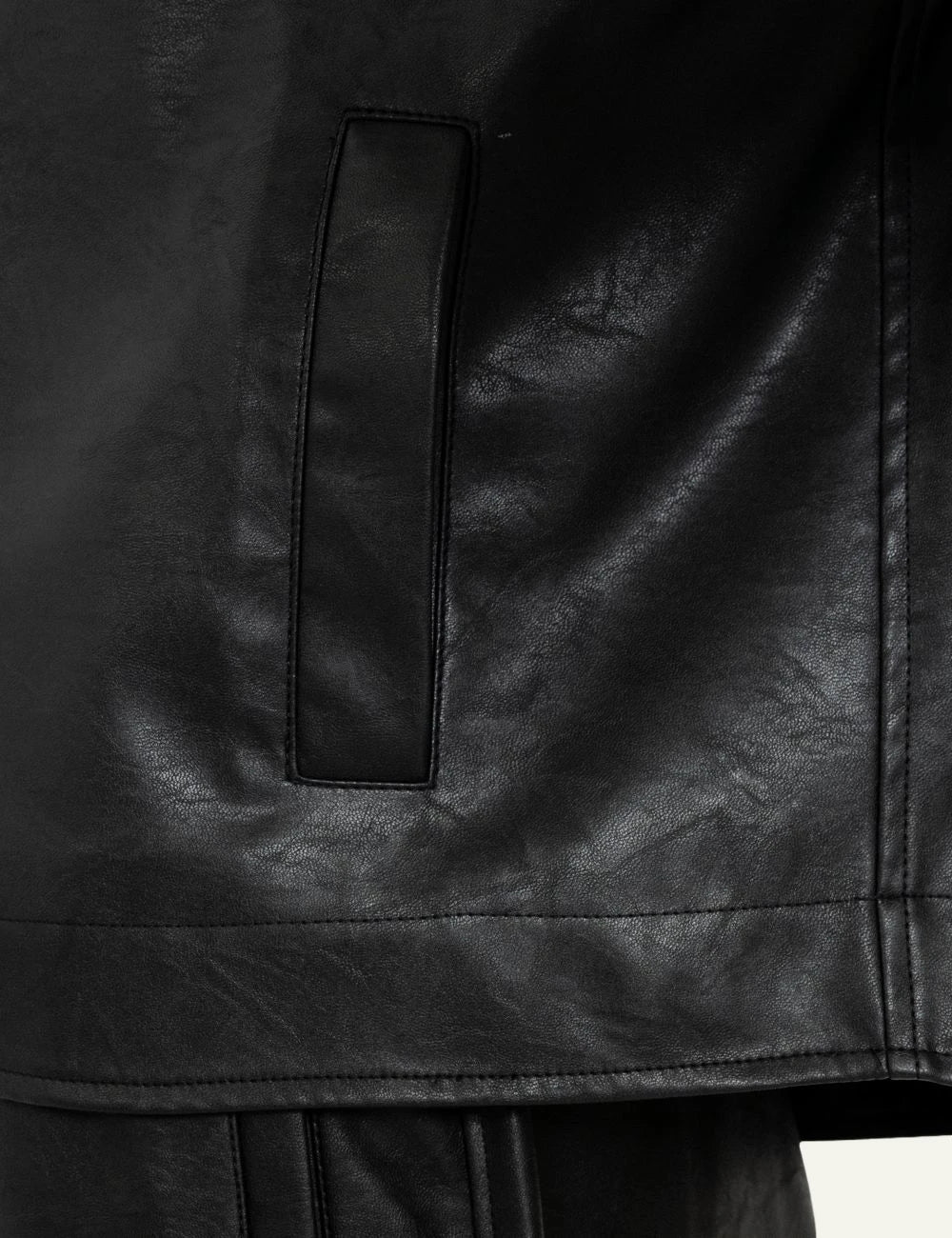 Philosophy women's black leather jacket detail