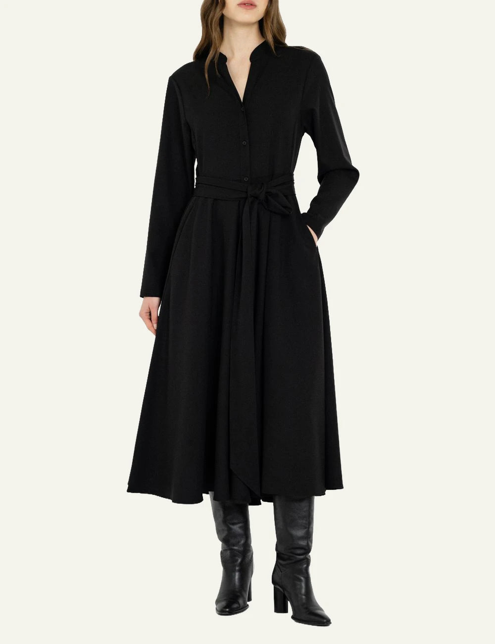 Philosophy women's black lightweight T/R maxi shirt dress full body