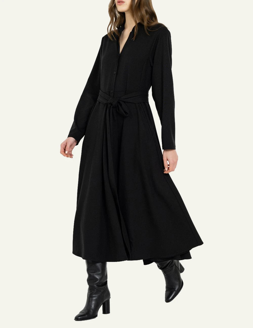 Philosophy women's black lightweight T/R maxi shirt dress side